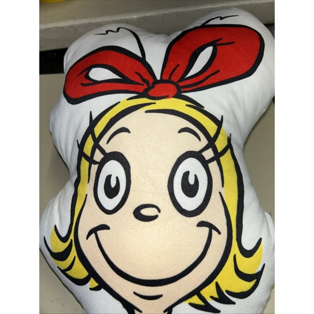 Dr. Seuss The Grinch Cindy Lou Who Head Decorative Throw Pillow New By Ruz NEW